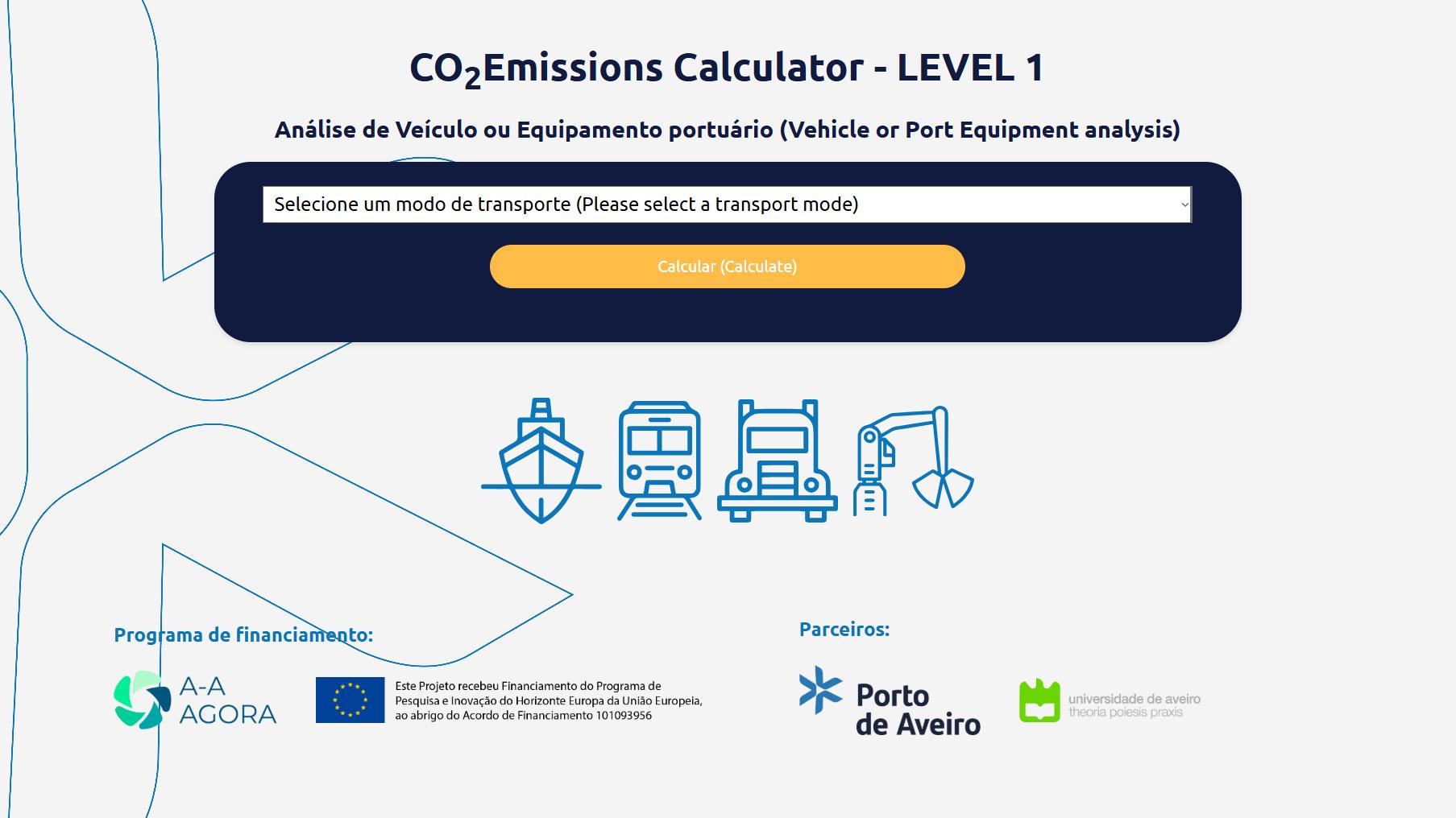 Technician using an EMEP/EEA-based CO2 emissions calculator to evaluate asset-level and supply-chain footprints for Portuguese ports.